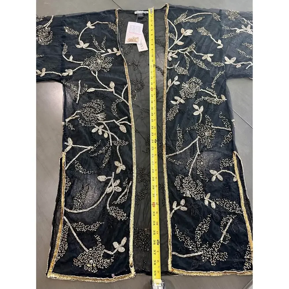 NWT: Beaded Kimono; fancy, boho, vintage, beads185‎